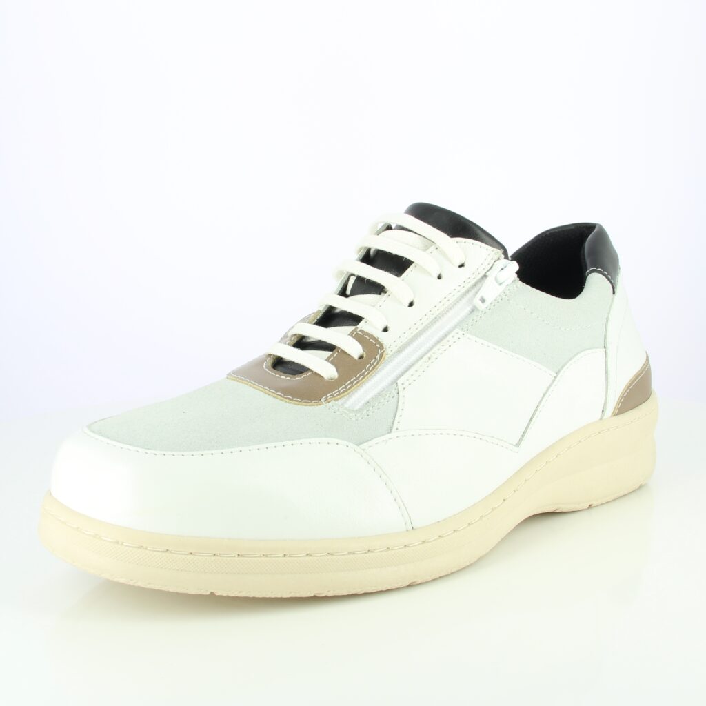 TEX BLANC, chaussures homme, baskets confortables thérapeutique, pieds diabétiques